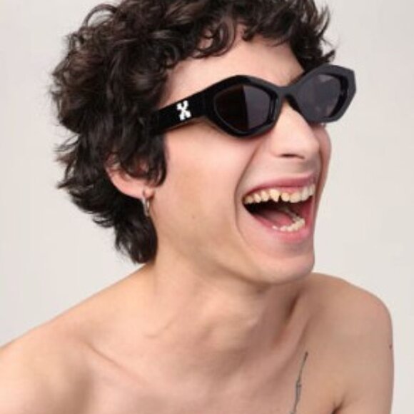 Off-White OERI144 HILO 1007 Sunglasses Black Cat Eye Frame Grey Lenses